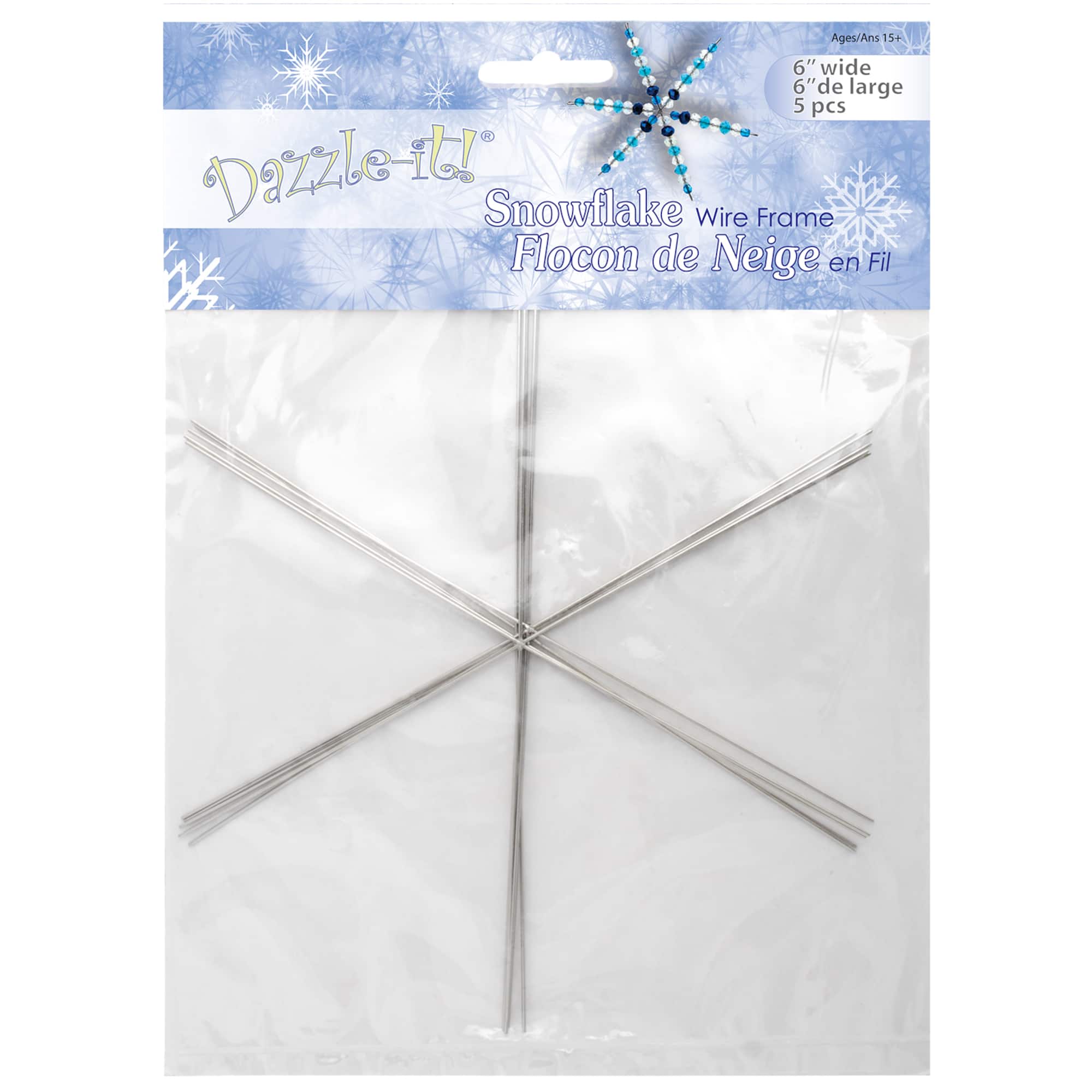 John Bead 6” Silver Snowflake Ornament Frames, 5ct.